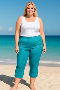 Picture of CURVY GIRL THREE QUARTER STRETCH COTTON CROP TROUSER
